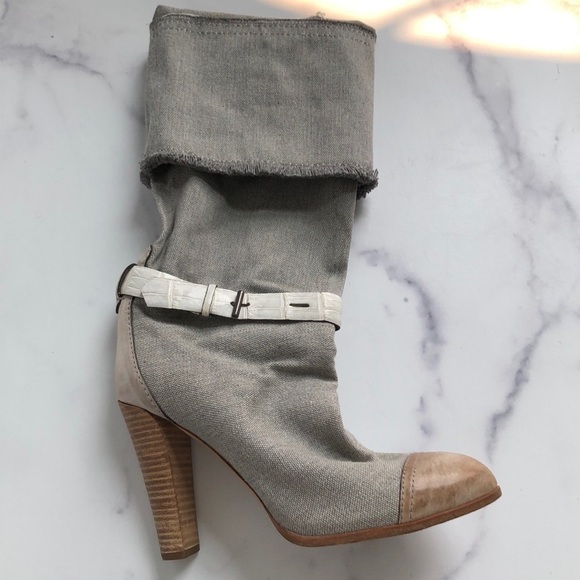 Reed Krakoff Made in Italy Gray Linen Long Boots Size 40 (US Size 9) - Picture 2 of 16